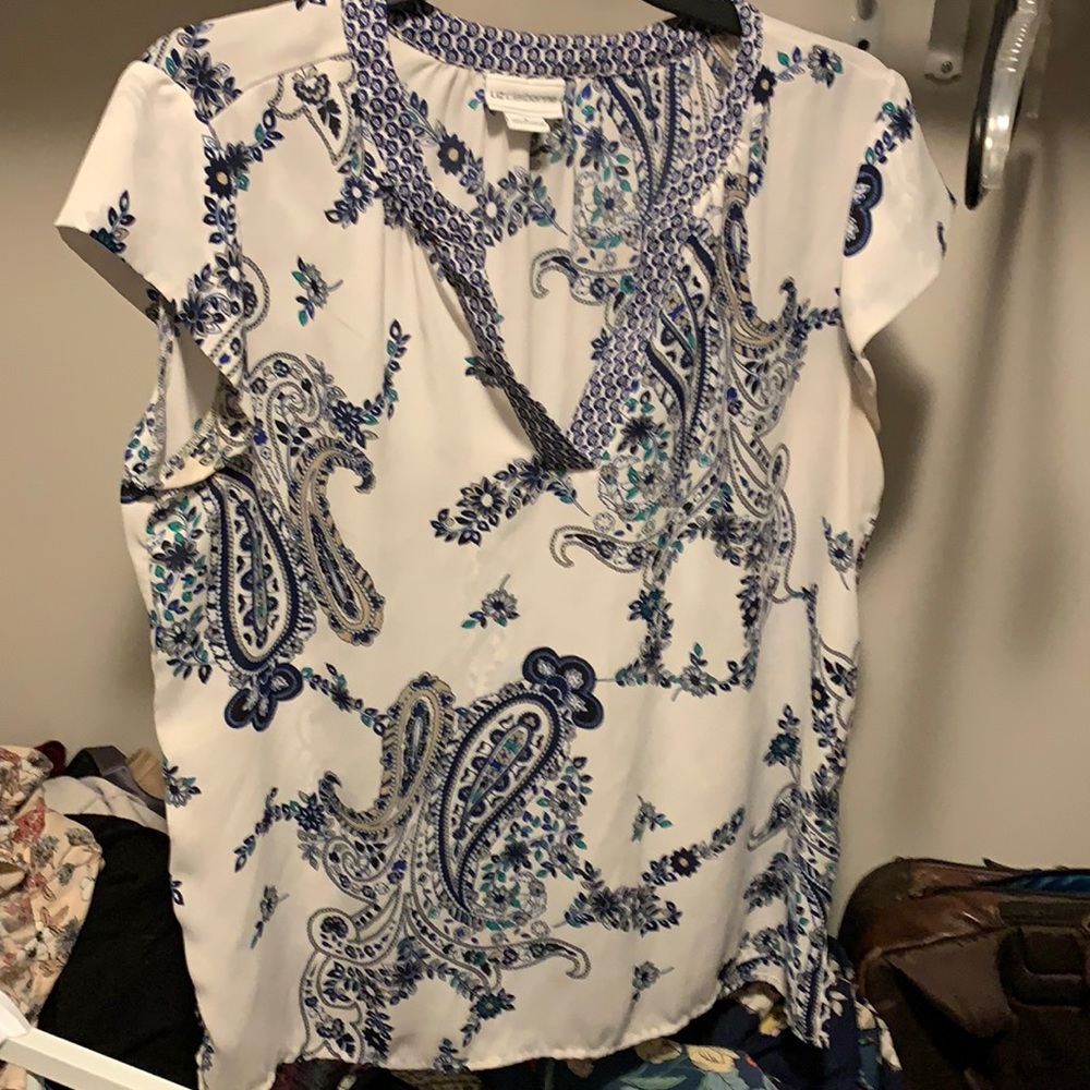 Liz Claiborne, short sleeve paisley blouse